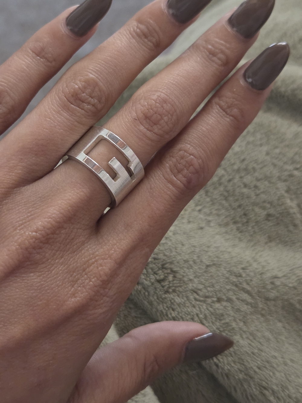 GUCCI 925 Sterling Silver Cutout G Logo Ring Size 6 IT 12 - Labor Day Deal